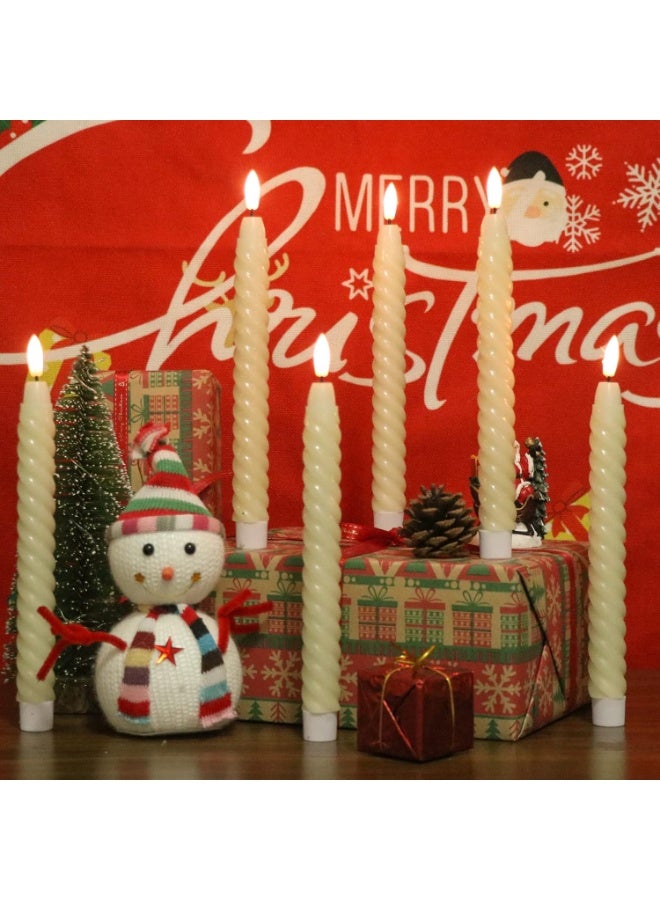 Flameless Taper Candles Flickering with Remote Timer, LED Taper Candles Battery Operated Warm 3D Wick Spiral 6 Pack Real Wax Home Birthday Decor 9.8" Ivory - Image 3