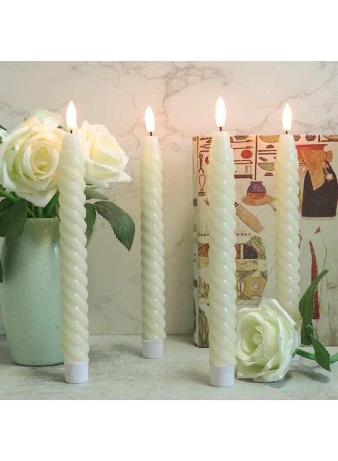 Flameless Taper Candles Flickering with Remote Timer, LED Taper Candles Battery Operated Warm 3D Wick Spiral 6 Pack Real Wax Home Birthday Decor 9.8" Ivory - Image 4
