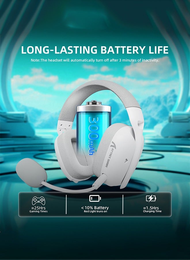Attack Shark L80PRO Wireless Gaming Headset,Triple- Mode-2.4Ghz/Bluetooth/Wired Gaming Headphone with Mic,Lightseed Tech- Built-in&Detachable Dual Microphone,Lightweight Headphone for PC Mac Switch Win-White - Image 3