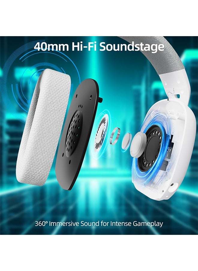 Attack Shark L80PRO Wireless Gaming Headset,Triple- Mode-2.4Ghz/Bluetooth/Wired Gaming Headphone with Mic,Lightseed Tech- Built-in&Detachable Dual Microphone,Lightweight Headphone for PC Mac Switch Win-White - Image 5