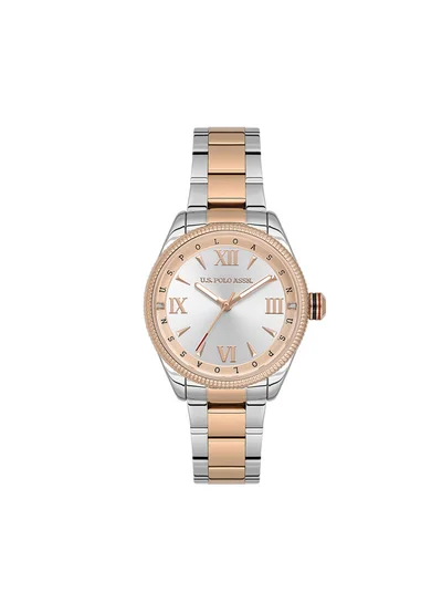 U.S. Polo Assn. Stile Silver Dial Stainless Steel Bracelet Analog Watch for Women, 32mm