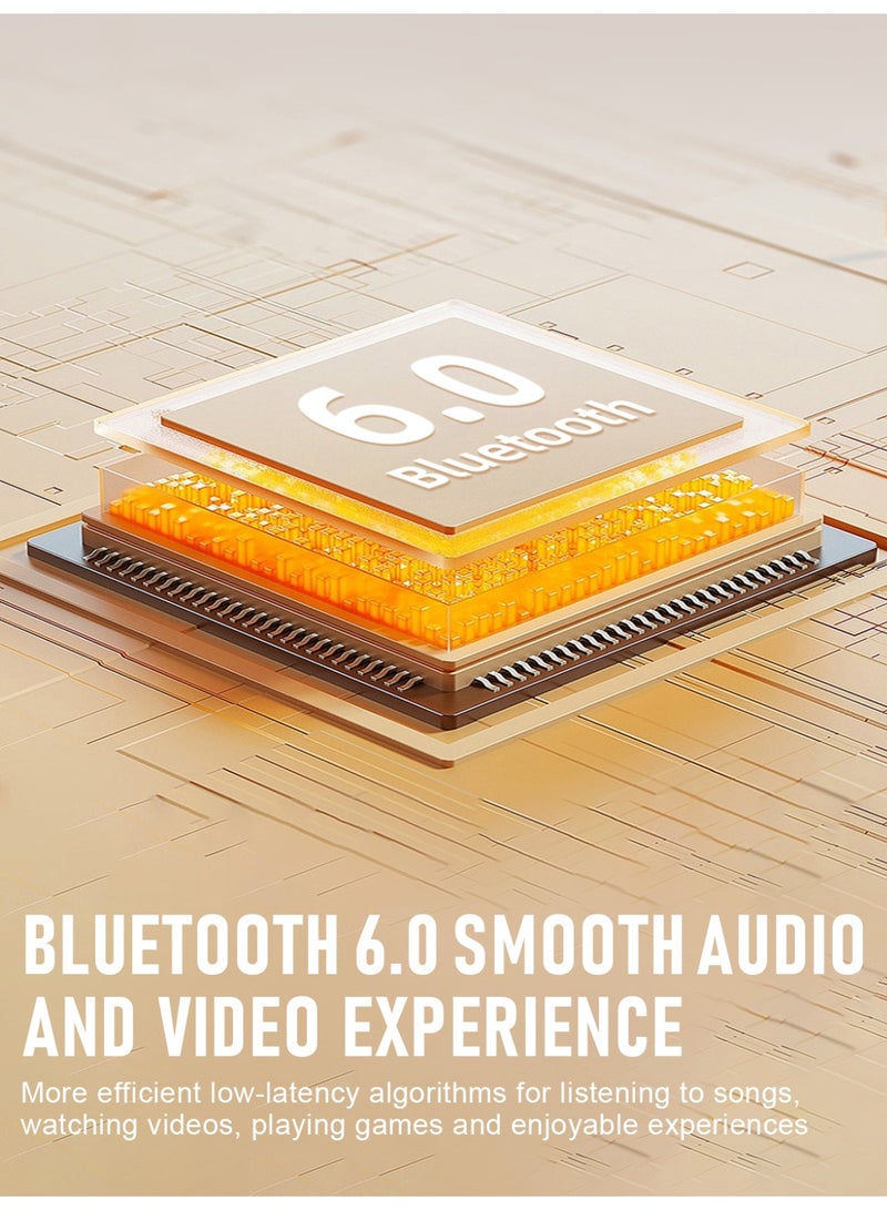 ZIPFORCE Open Ear Clip Wireless Earbuds - Bluetooth 6.0, 2-Mics Clear Call,Touch Control, IPX4 Waterproof TWS, Lightweight Comfort Clip Design OWS Bluetooth Earphones  with Battery Display for Sports & Fitness, Beige - Image 3