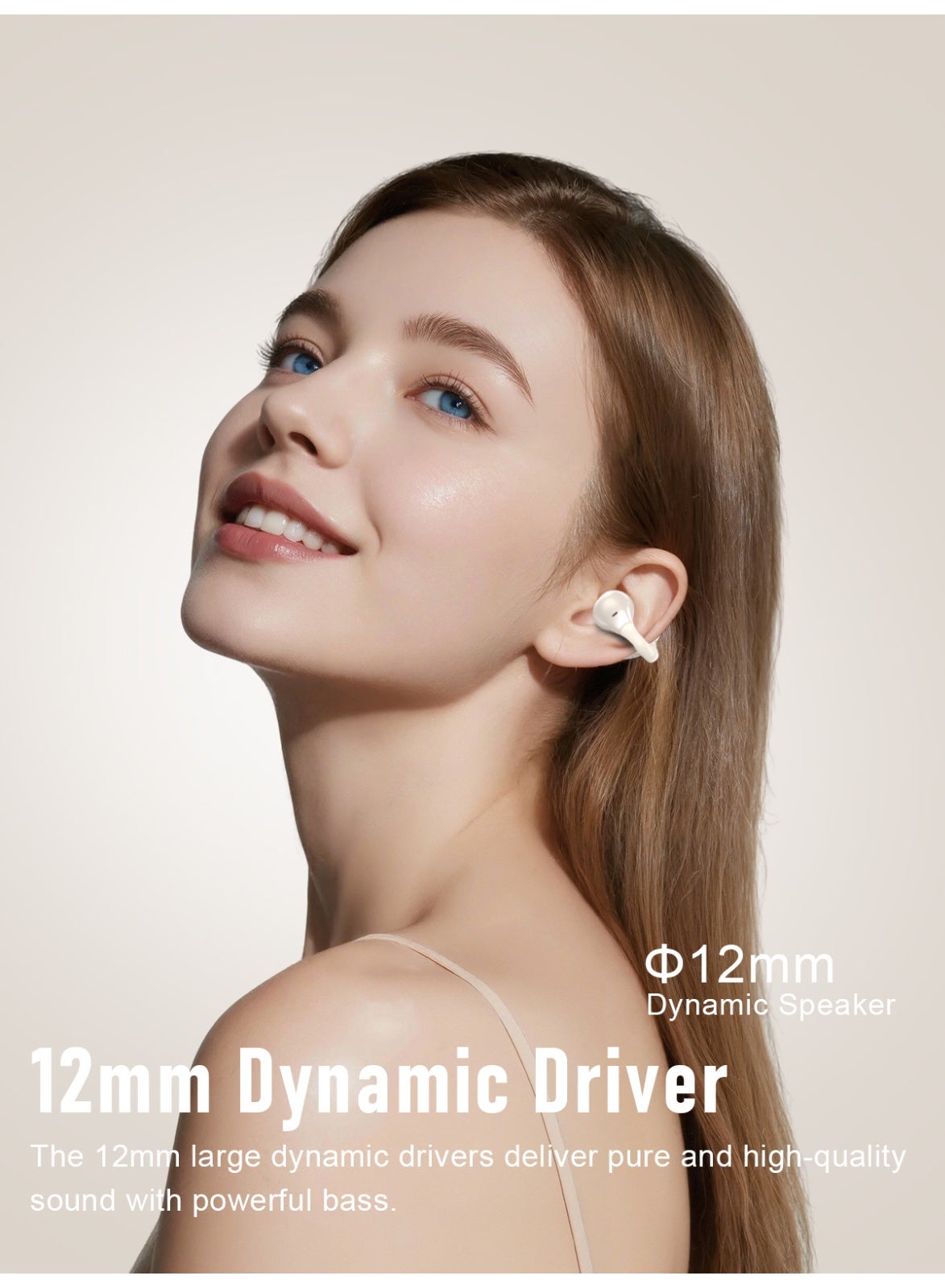 Zipforce Open Ear Wireless Earbuds - Beige