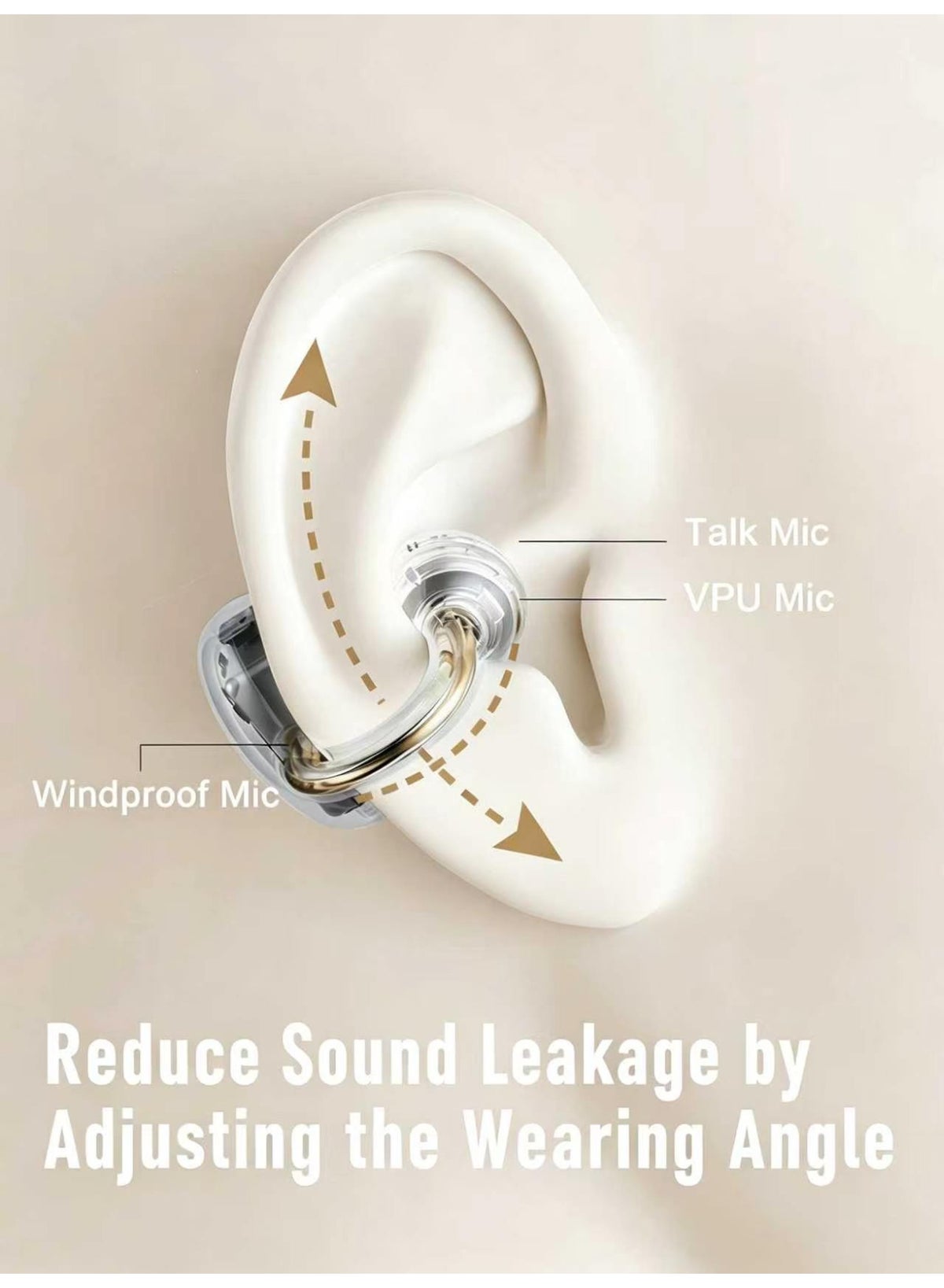 Zipforce Open Ear Wireless Earbuds - Beige