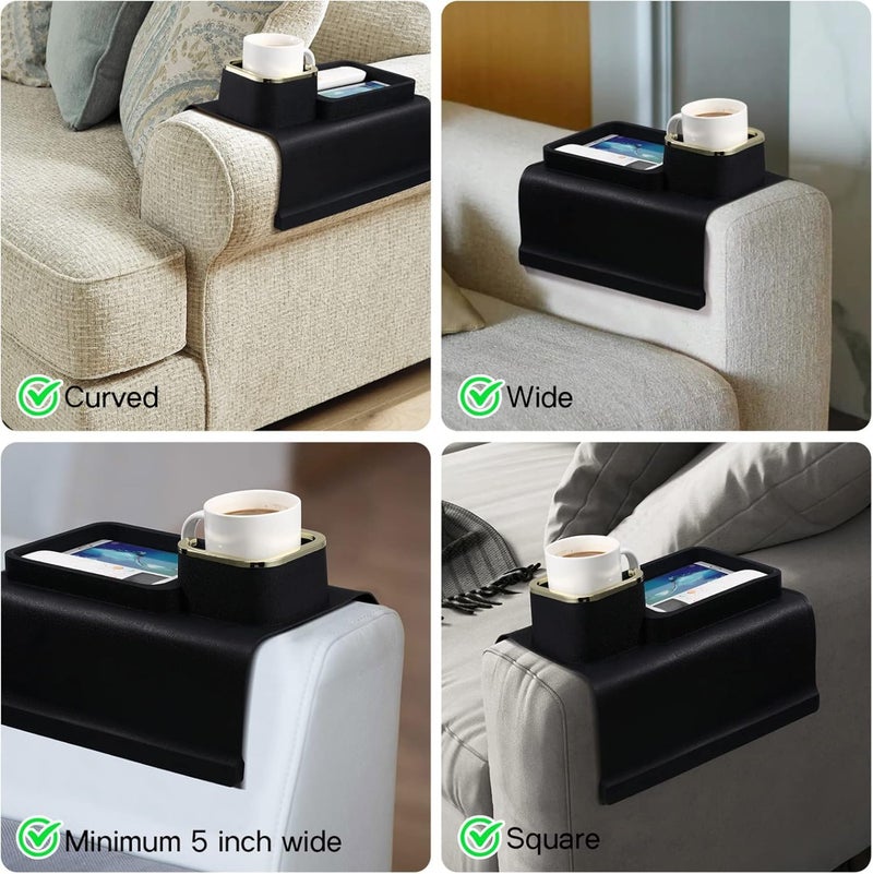 MORPICH Couch Tray Cup Holder, Silicone Sofa Arm Tray with Cup Holder, Anti-Slip and Strong, Remote Control Organizer and Drink Cup Holder for Armchair, Sofa, Recliner - Image 4