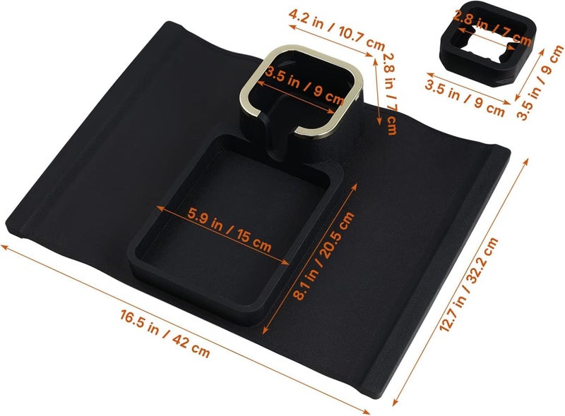 MORPICH Couch Tray Cup Holder, Silicone Sofa Arm Tray with Cup Holder, Anti-Slip and Strong, Remote Control Organizer and Drink Cup Holder for Armchair, Sofa, Recliner - Image 2