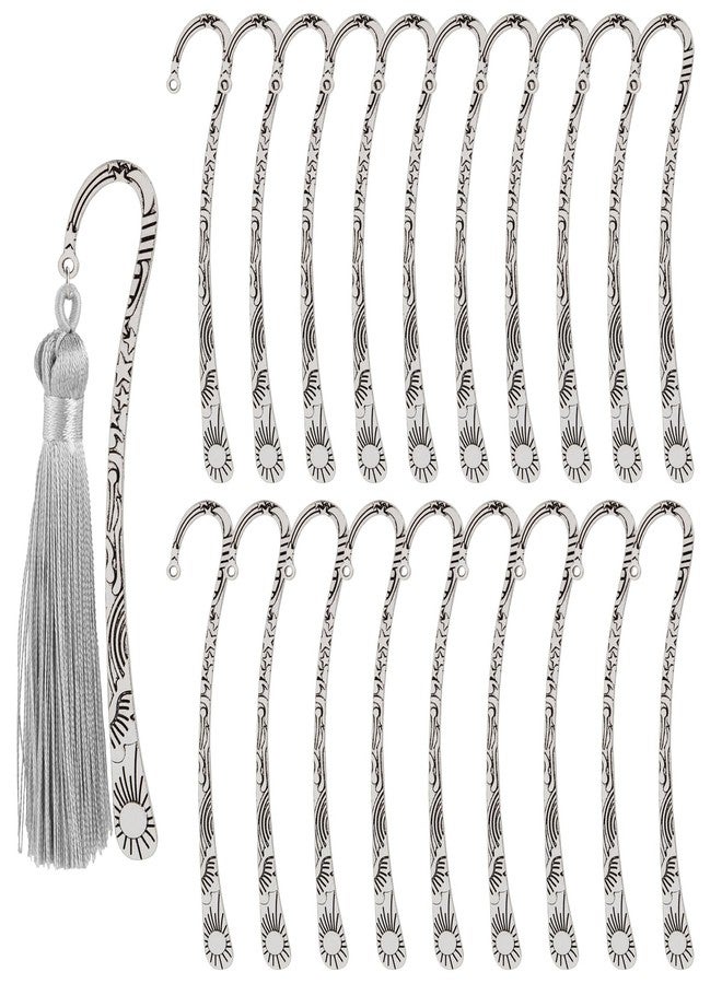 AUEAR, 20 Pack Metal Bookmarks Carved Hook Bookmark Vintage Book Markers with for Reader (Silver) - Image 1