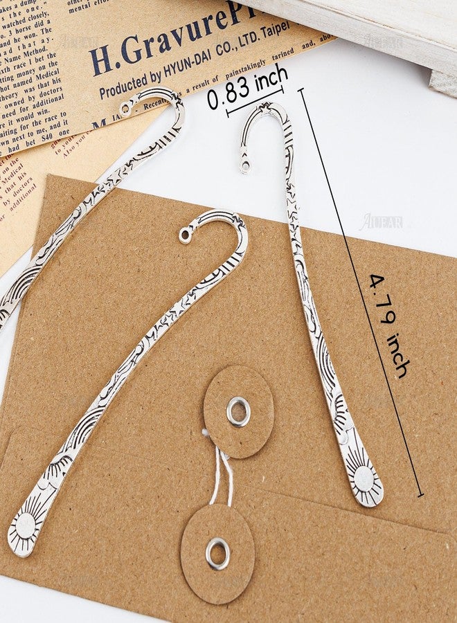 AUEAR, 20 Pack Metal Bookmarks Carved Hook Bookmark Vintage Book Markers with for Reader (Silver) - Image 2