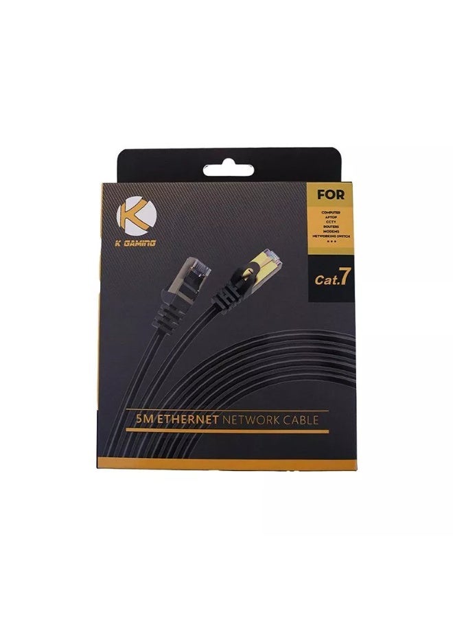 كابل شبكة إيثرنت KGaming Cat7 بطول 5 متر – كابل LAN عالي السرعة بمنفذ RJ45 مع موصلات مطلية بالذهب، يوفر اتصال إنترنت جيجابت لأجهزة الكمبيوتر واللابتوب وأجهزة الألعاب والراوتر والمودم ومبدلات الشبكة