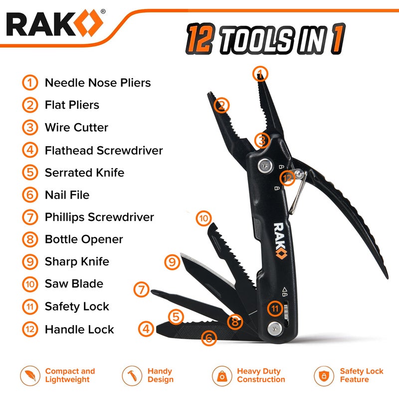 Rak Pro Tools Pliers Multitool - Cool Unique Gifts For Dads Who Have Everything - Compact Diy Survival Multi Tool Gift For Men  Husband  Handyman - Backpacking & Camping Accessories - Image 2