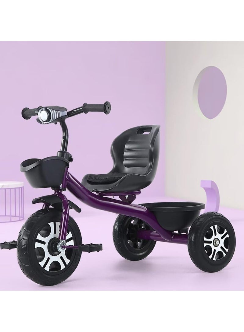 MG Baby Kids Tricycle 3-Wheels Bike for Kids 2-6 Years- with Front and Rear Basket, Ride On Toys, Front Light, Adjustable Seat, Non-Slip Tires - Suitable for Indoor & Outdoor Use for Children - Image 2