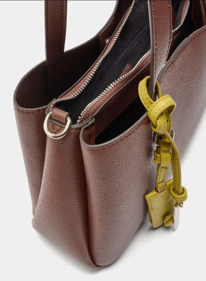 PARFOIS Brown Plain tote bag with pendant for Women | Best Price UAE
