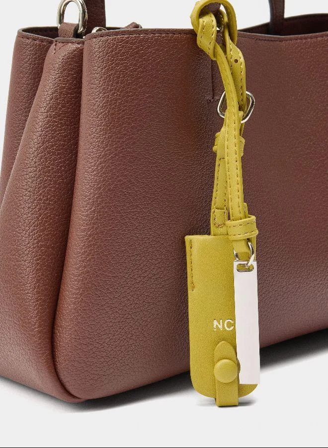 PARFOIS Brown Plain tote bag with pendant for Women | Best Price UAE