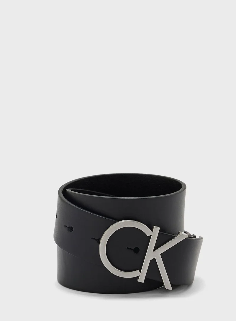 CALVIN KLEIN Monogram Detailed None Allocated Hole Belt