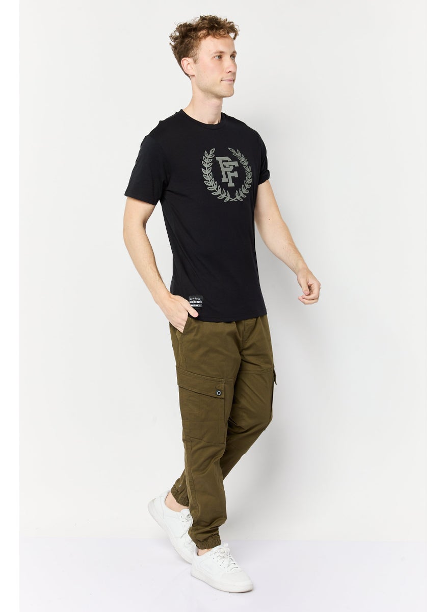 Paul Frank - Men Regular Fit Crew Neck Short Sleeves Graphic Print T-Shirt, Black - Image 1