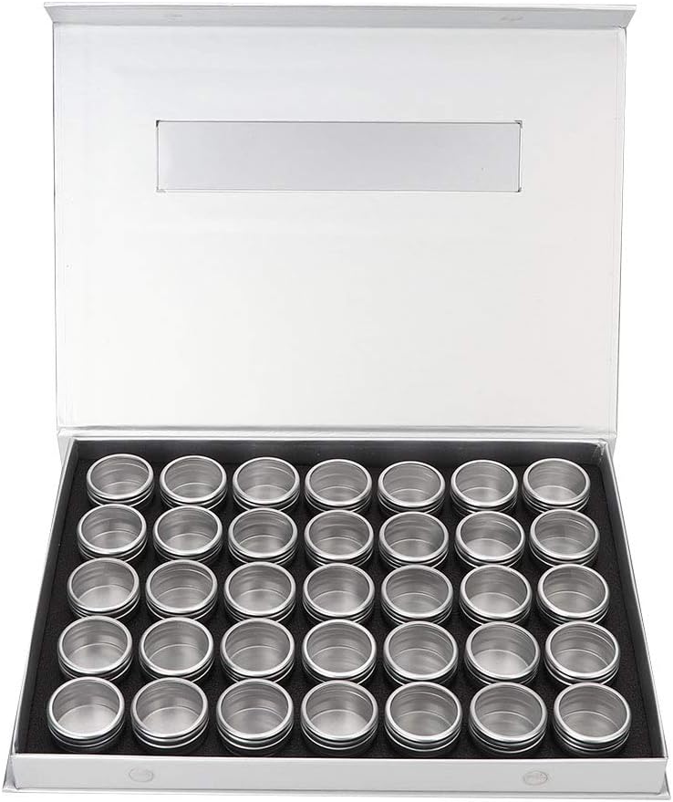 Nail Art Storage Box, Nail Accessories Container with 35 Aluminum Compartments, Magnetic Closure Hard Sponge Insert for Rhinestones and Manicure Tools, Compact Organizer for Home o - Image 1