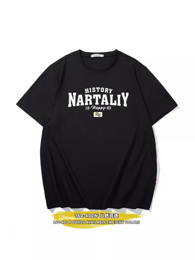400Kg Plus Size Men'S Summer Thin Short-Sleeved T-Shirt Men'S Fashion Brand Loose Joker Printed Crewneck T-Shirt Men'S Fat Guy - Image 2