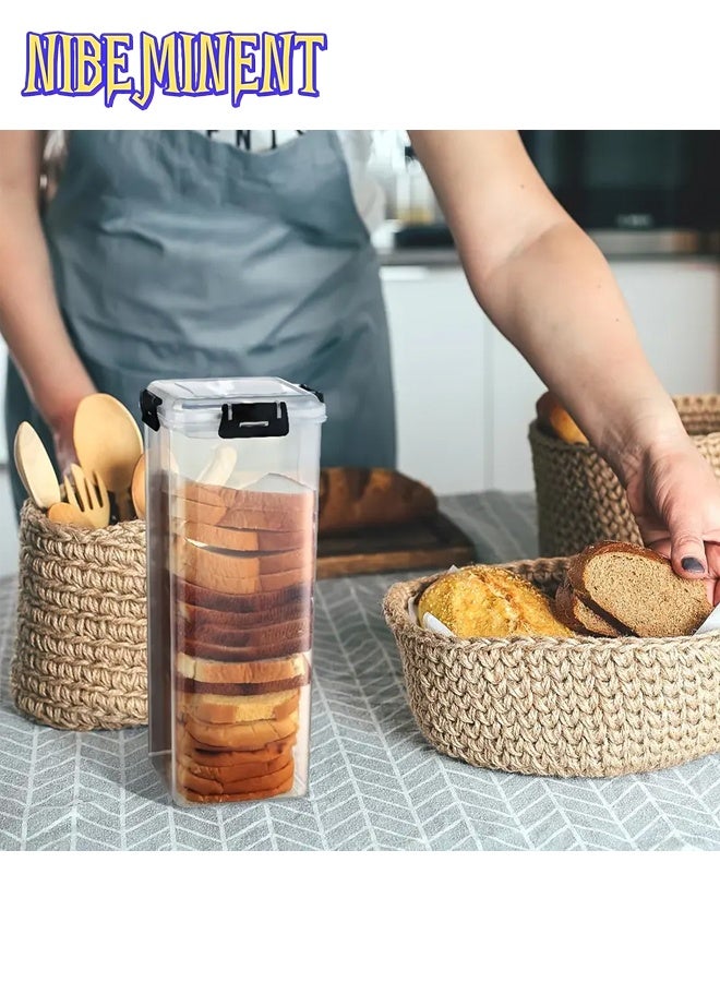 NIBEMINENT 1pc Airtight Bread Box with Lid, Bread Storage Container with Tray – Clear Plastic Food Storage Container with Inner Compartments, Reusable Rectangular Bread Keeper for Freshness, Plastic Food Preserver, Container/Holder for Homemade Loaves and Baked Goods, Kitchen Accessories（Black） - Image 2