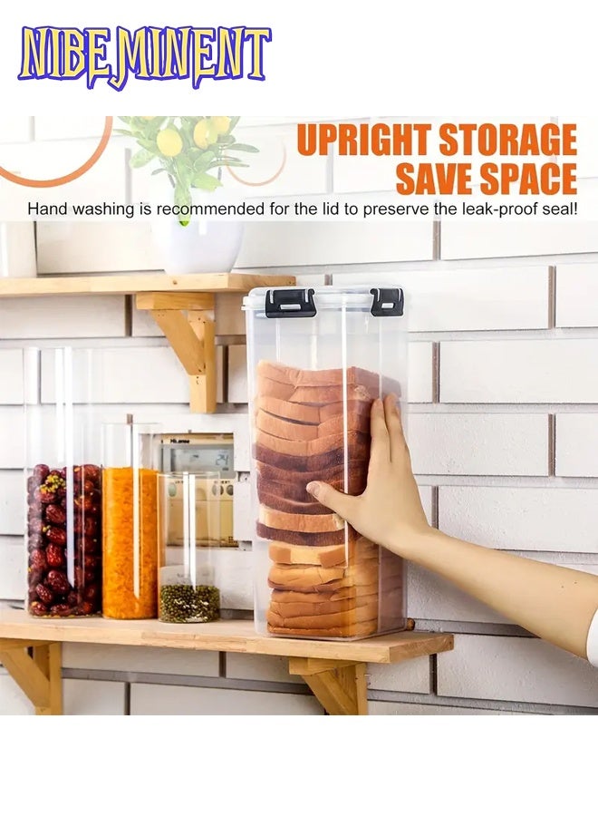 NIBEMINENT 1pc Airtight Bread Box with Lid, Bread Storage Container with Tray – Clear Plastic Food Storage Container with Inner Compartments, Reusable Rectangular Bread Keeper for Freshness, Plastic Food Preserver, Container/Holder for Homemade Loaves and Baked Goods, Kitchen Accessories（Black） - Image 4
