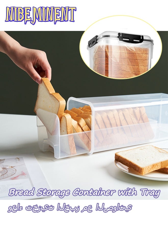 NIBEMINENT 1pc Airtight Bread Box with Lid, Bread Storage Container with Tray – Clear Plastic Food Storage Container with Inner Compartments, Reusable Rectangular Bread Keeper for Freshness, Plastic Food Preserver, Container/Holder for Homemade Loaves and Baked Goods, Kitchen Accessories（Black） - Image 1
