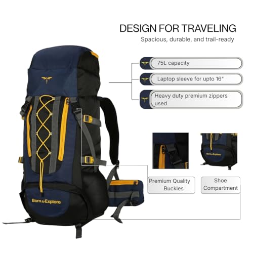 Impulse Loops Rucksack bags 75 litres travel bag for men tourist bag for travel backpack for hiking trekking Bag for men camping with 1 year Warranty(Blue) - Image 3