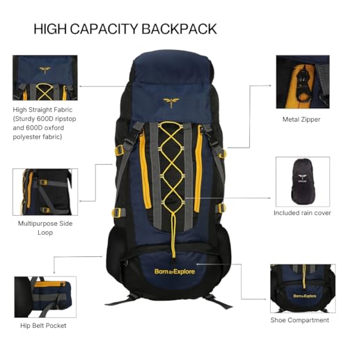 Impulse Loops Rucksack bags 75 litres travel bag for men tourist bag for travel backpack for hiking trekking Bag for men camping with 1 year Warranty(Blue) - Image 4
