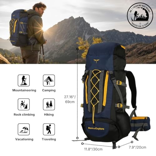 Impulse Loops Rucksack bags 75 litres travel bag for men tourist bag for travel backpack for hiking trekking Bag for men camping with 1 year Warranty(Blue) - Image 2