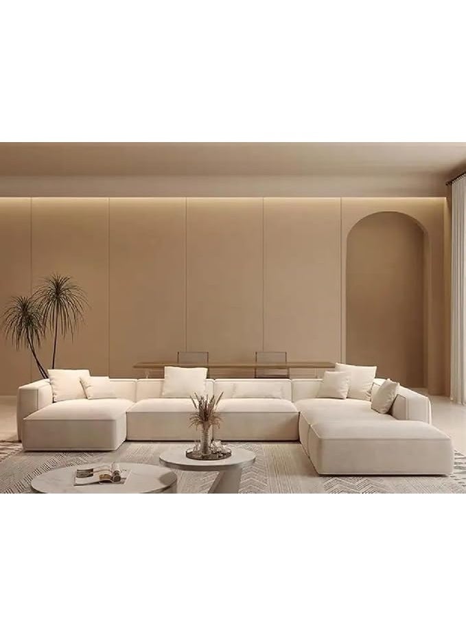 AL Zakharef Furniture Luxury 7-Seater U-Shaped Sectional Sofa | Premium MDF Wood Frame | Modern Velvet Upholstered Sofa with Chaise | Spacious & Stylish Living Room Sofa Set - Image 1