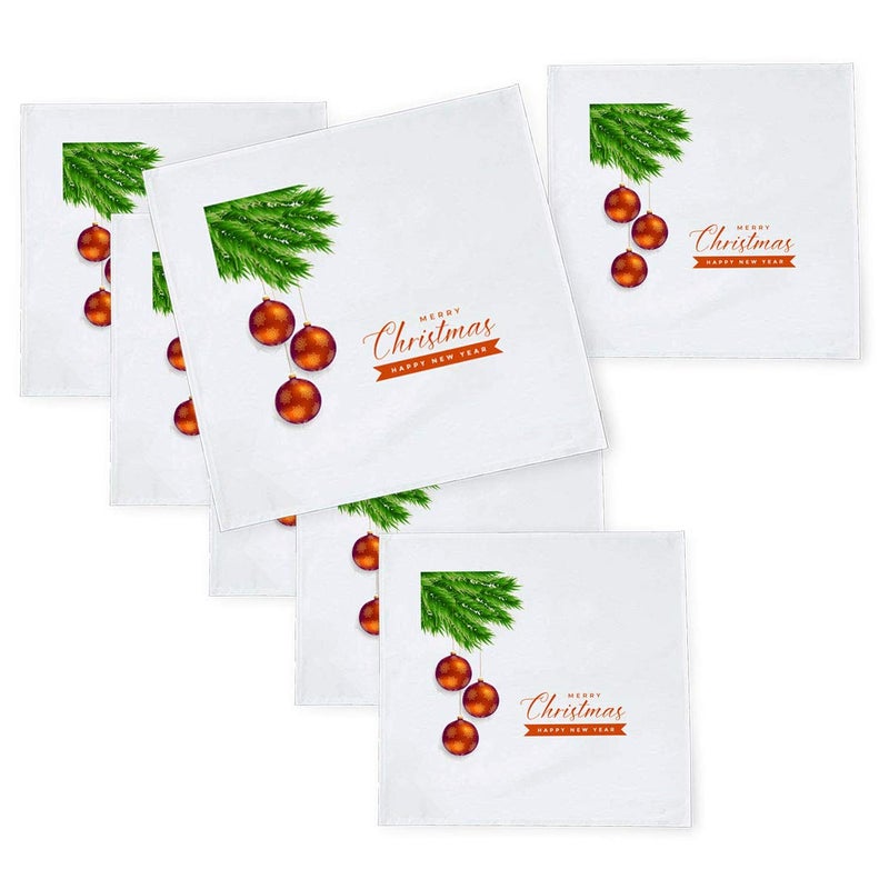 Khakee 6 Pcs Christmas Theme Tafta Silk Table Napkins 10x 10 for Xmas Decoration Christmas OrnamentsChristmas Gift npxmas163P - Image 1