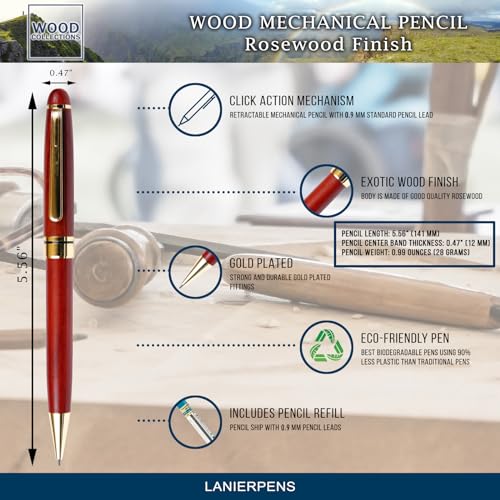 Lanier Pens Budget Friendly Wood Mechanical Pencil 0.9 MM - Rosewood - Image 3
