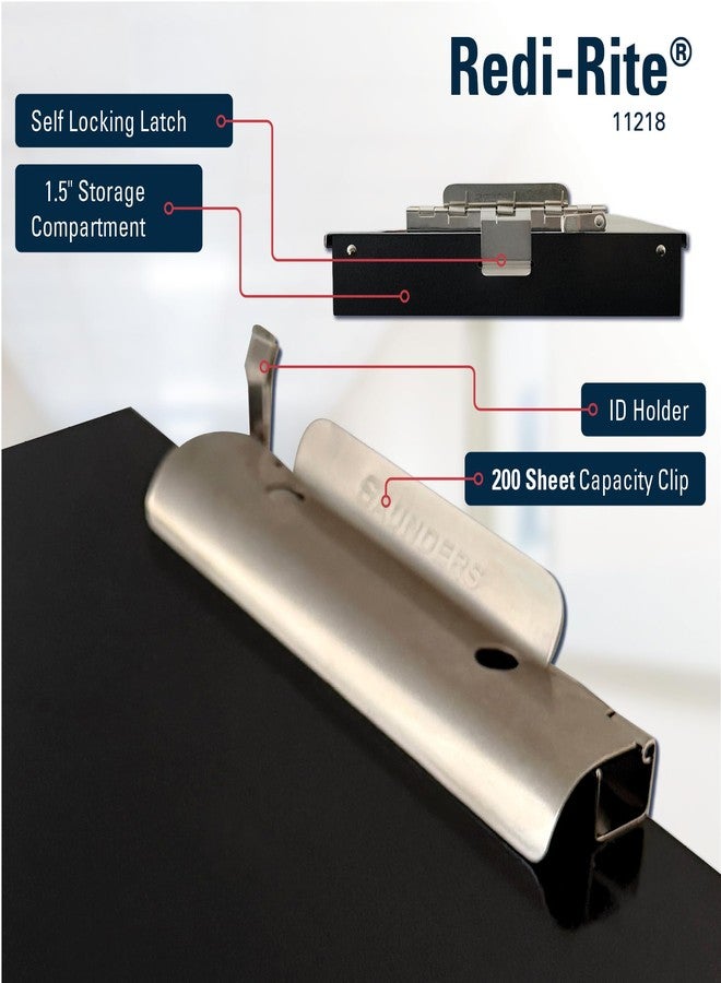 سوندرز لوحة كتابة معدنية من ساوندرز مع مساحة تخزين، سوداء اللون، ذات طبقة واحدة، مناسبة للتمريض، منظم أوراق بحجم الرسائل، مشبك فولاذي مزود بقفل ذاتي، حامل نماذج للمكتب والمدرسة والعمل - صنع في الولايات المتحدة الأمريكية - Image 3