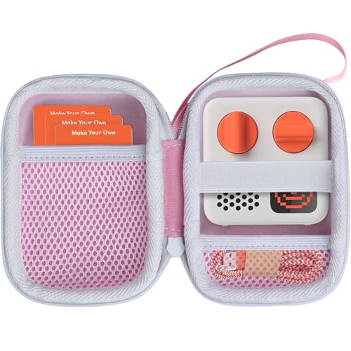 Lebakort Hard Case Compatible with Yoto Mini Kids Audio Music Player Children Speaker Plays Audiobook Cards Radio (Pink + Off White Case) - Image 1