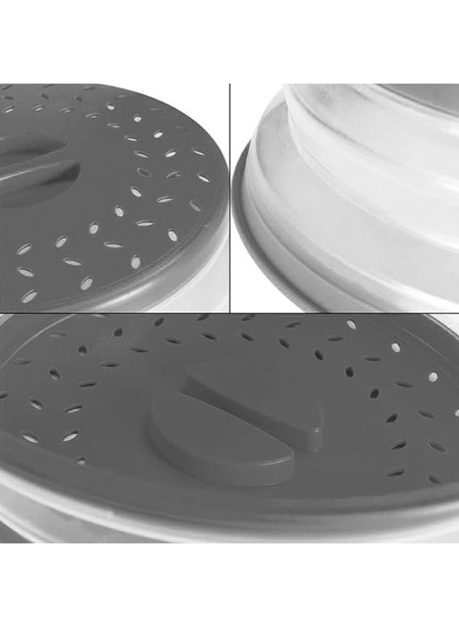 Microwave Splatter Cover for Food, Vented Collapsible Microwave Plate Cover with Easy Grip Handle，BPA-Free Silicone & Plastic, Gray, 10.5 inch - Image 5
