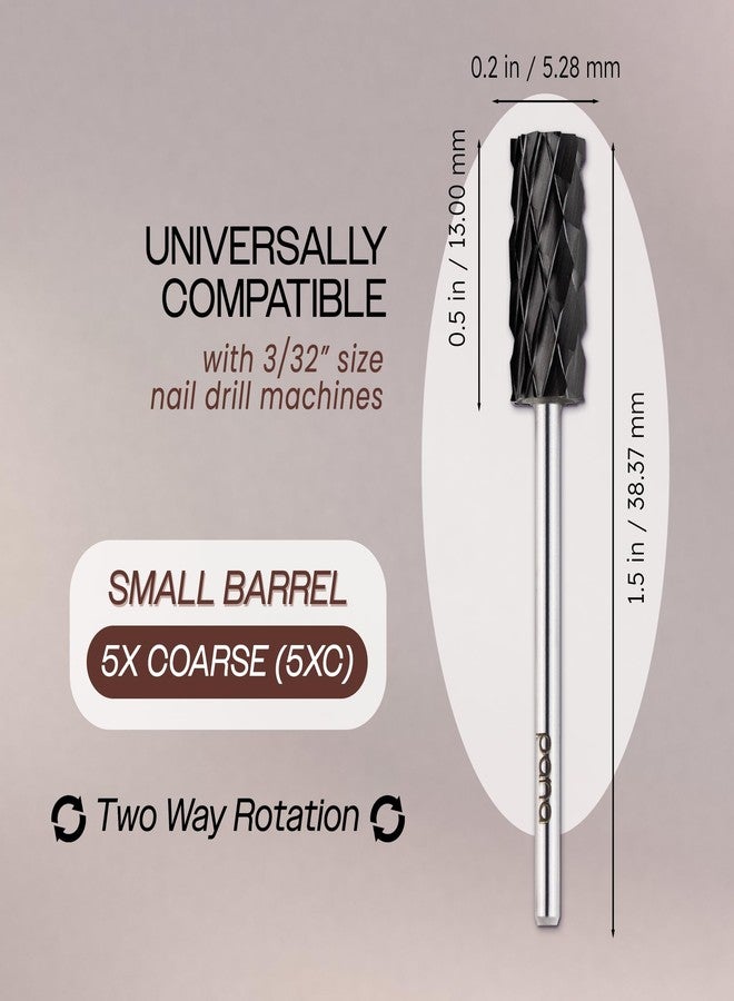 PANA Flat Top Small Barrel 3/32" Shank Size - Fast remove Acrylic or Hard Gel - (DLC Black, 5X Coarse Grit) - Nail Drill Bit for Manicure Pedicure Salon Professional or Beginner - Image 4