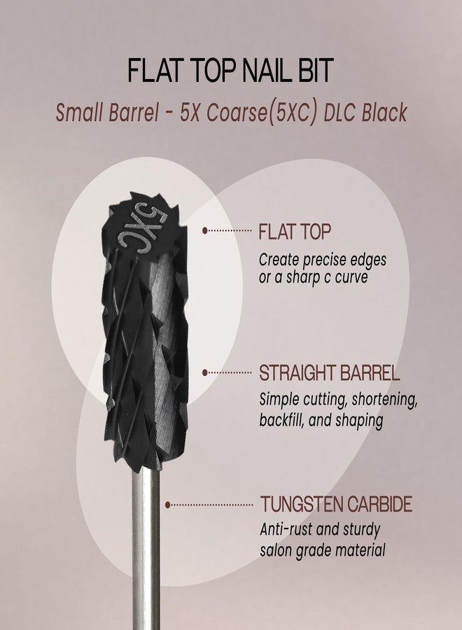 PANA Flat Top Small Barrel 3/32" Shank Size - Fast remove Acrylic or Hard Gel - (DLC Black, 5X Coarse Grit) - Nail Drill Bit for Manicure Pedicure Salon Professional or Beginner - Image 2