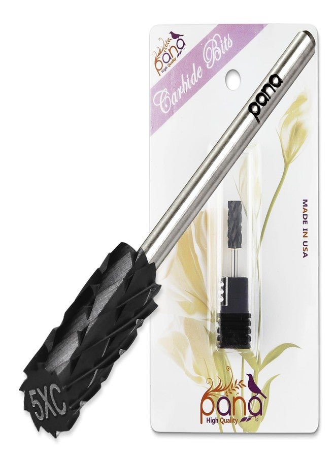 PANA Flat Top Small Barrel 3/32" Shank Size - Fast remove Acrylic or Hard Gel - (DLC Black, 5X Coarse Grit) - Nail Drill Bit for Manicure Pedicure Salon Professional or Beginner - Image 1
