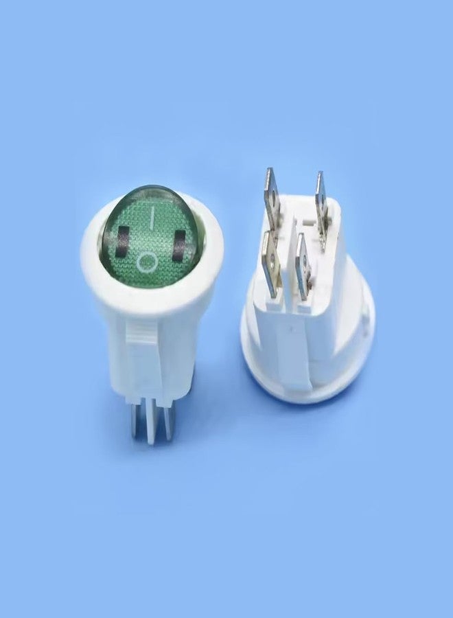 CentIoT - مفتاح هزاز دائري مضيء ثنائي القطب ثنائي الرمية (DPST) للتشغيل/الإيقاف KCD1، أطراف 4.8 مم - 220 فولت تيار متردد 6 أمبير، 4 دبابيس (علبة بيضاء وإضاءة خضراء) - Image 4
