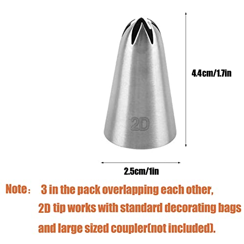 Bmaacye 2D Icing Tip,Large Drop Flower Piping Tip,2D Tip for Cake Decorating,Open Star,3 Pcs - Image 4