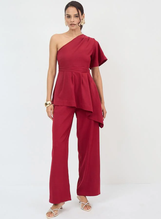 Femmella Women Asymmetric One Shoulder Top and Pants Co-Ords