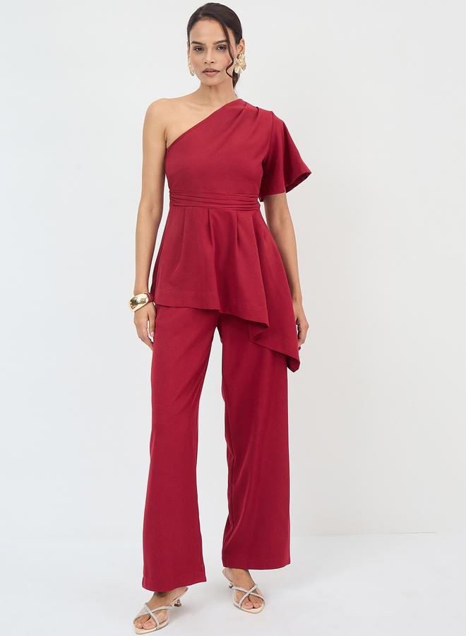 Femmella Women Asymmetric One Shoulder Top and Pants Co-Ords - Image 1