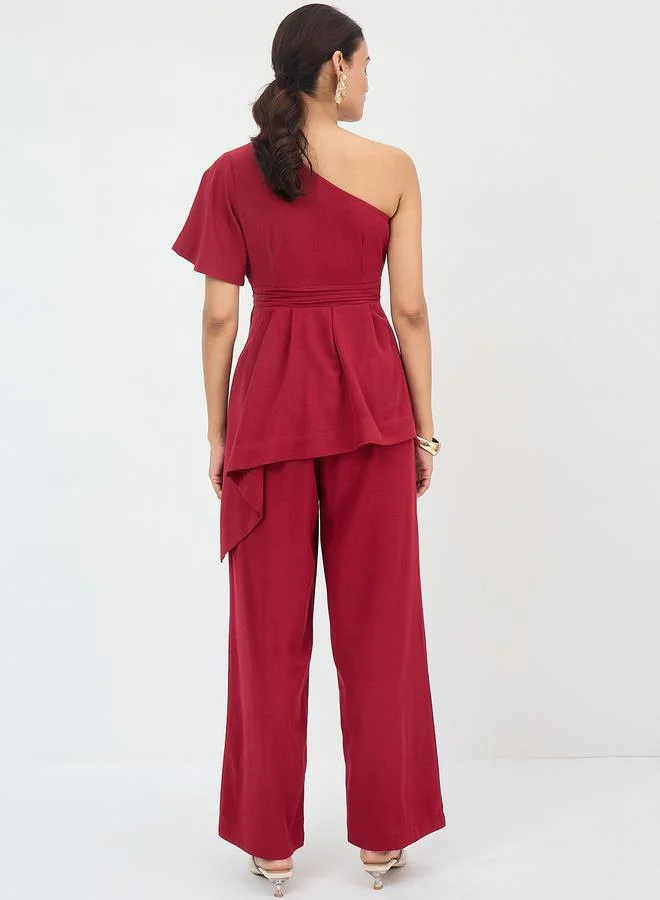 Femmella Women Asymmetric One Shoulder Top and Pants Co-Ords