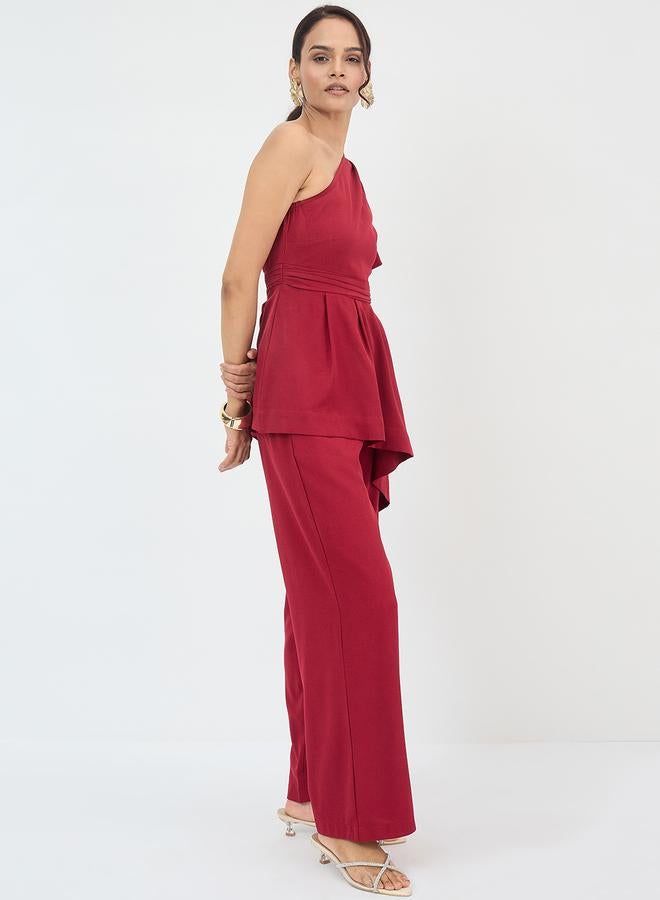 Femmella Women Asymmetric One Shoulder Top and Pants Co-Ords - Image 3