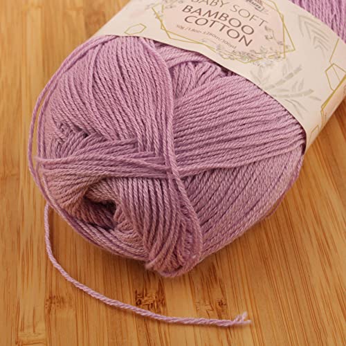 BambooMN JubileeYarn Baby Soft Bamboo Cotton Yarn - 50g/Skein - Lilacs - 4 Skeins - Image 3