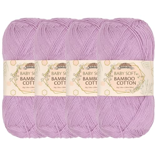 BambooMN JubileeYarn Baby Soft Bamboo Cotton Yarn - 50g/Skein - Lilacs - 4 Skeins - Image 1