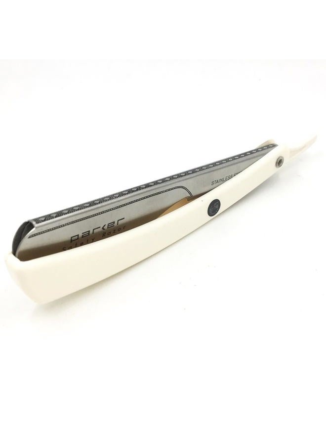 Parker Safety Razor موسى باركر PTW "نوع الدفع" حلاقة مستقيمة مع ذراع شفرة من الفولاذ المقاوم للصدأ و 5 شفرات من الفولاذ المقاوم للصدأ من شارك - Image 3