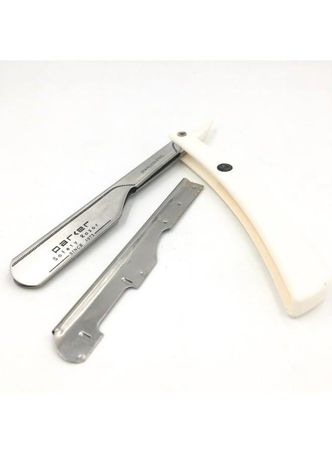 Parker Safety Razor موسى باركر PTW "نوع الدفع" حلاقة مستقيمة مع ذراع شفرة من الفولاذ المقاوم للصدأ و 5 شفرات من الفولاذ المقاوم للصدأ من شارك - Image 4