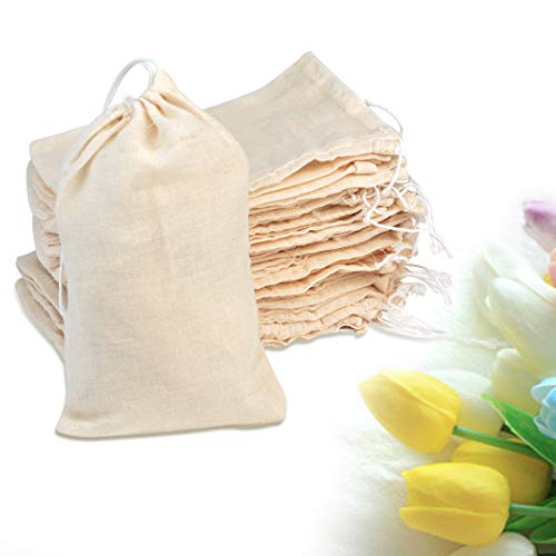 Tayfremn 100Pcs Cotton Drawstring Bags, Reusable Muslin Bag Natural Cotton Bags with Drawstring Produce Bags Bulk Gift Bag Jewelry Pouch for Party Wedding Home Storage(4 by 6 Inches) - Image 5