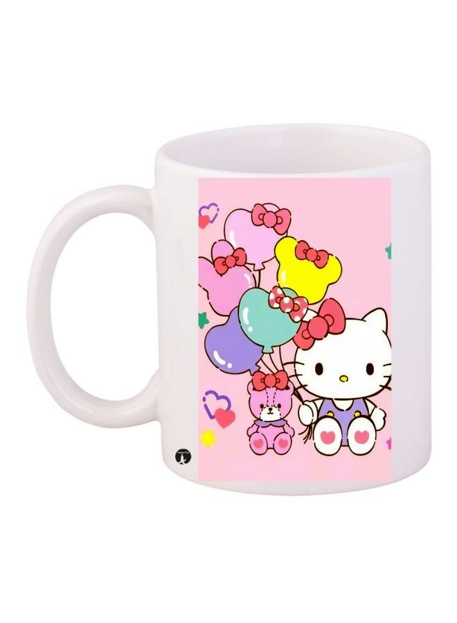 RYN Cartoon Printed Coffee Mug White/Pink/Blue 11ounce