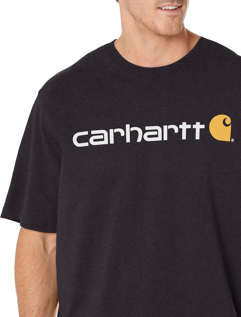 carhartt تي شيرت كار هارت للرجال بقصة فضفاضة وأكمام قصيرة ثقيلة الوزن بشعار جرافيك باللون الأسود - Image 3