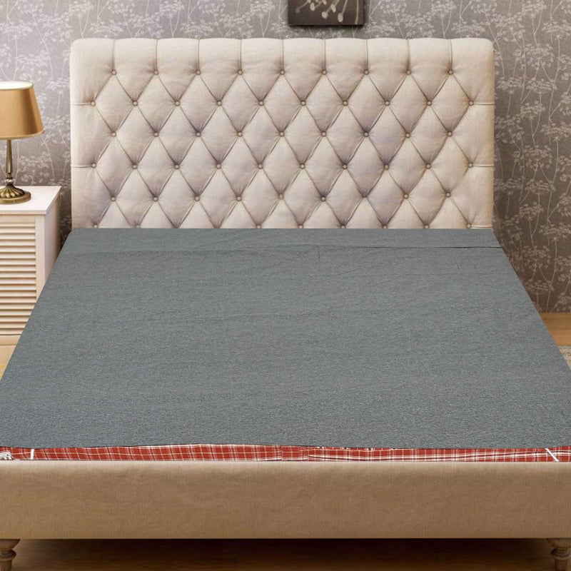 Kuber Industries Khaki Design PVC Double Mattress Protector - Grey - Image 1